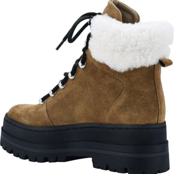 Marc‎ Fisher Leather Boot Women's Pierson Genuine Shearling Size 9 Brown $239 - Picture 2 of 6